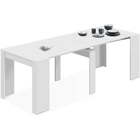 Table à manger blanc laqué brillant design NEWLAND L 185 x P 90 x