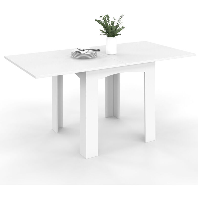 Table à manger extensible rectangle dona 4-8 personnes blanche 80-160 cm