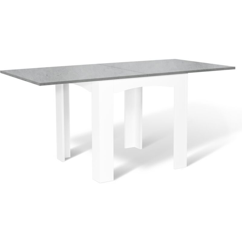 Table à manger extensible rectangle dona 4-8 personnes plateau effet béton 80-160 cm