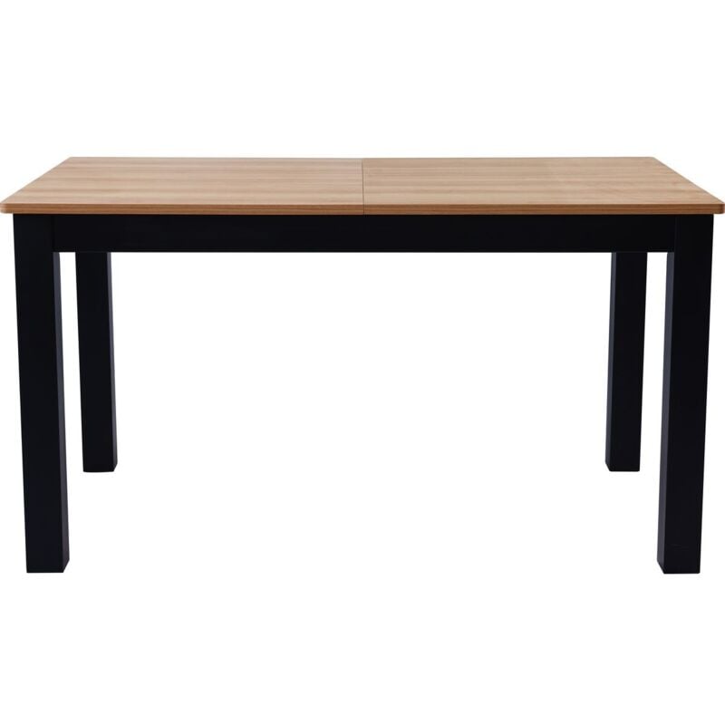 Homifab - Table à manger extensible effet bois 6/8 personnes, piètement noir 140/180 cm - Lexi