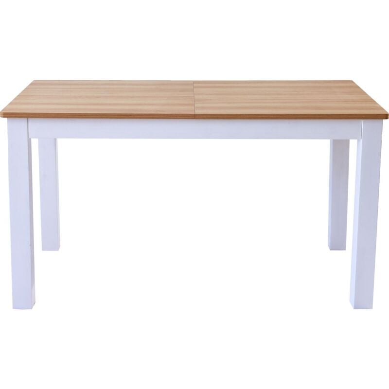 Homifab - Table à manger extensible effet bois 6/8 personnes, piètement blanc 140/180 cm - Lexi