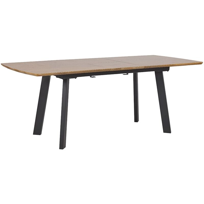 Table à manger extensible effet bois foncé et noire 160/200 x 90 cm SALVADOR