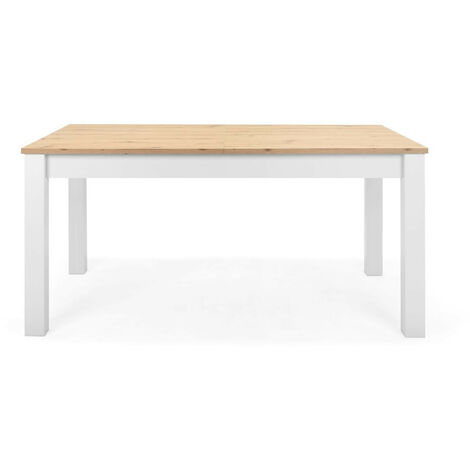 Table à manger extensible effet chêne piètement blanc 160/215 cm - Odense