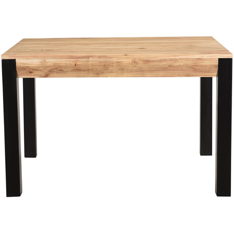 Miliboo – Table extensible rectangulaire en bois massif et métal noir L120-210 cm – Rallonges intégrées pour 6 à 8 personnes – Montage simple Miliboo – Table extensible rectangulaire en bois massif et métal noir L120-210 cm – Rallonges intégrées pour 6 à 8 personnes – Montage simple