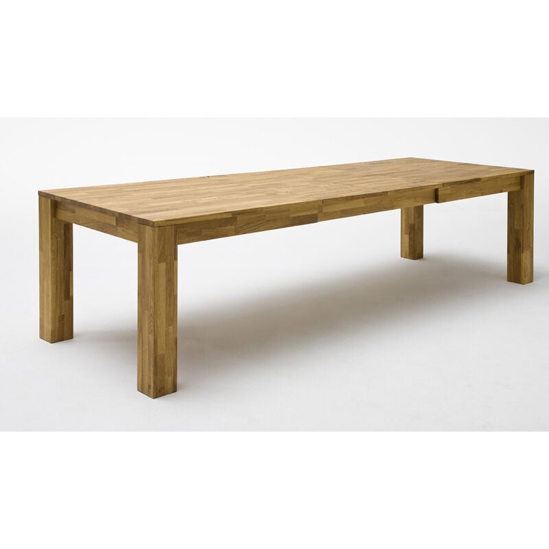 Pegane - Table de salle à manger rectangulaire extensible en bois hêtre massif huilé coloris naturel - longueur 200-300 x hauteur 77 x profondeur 100