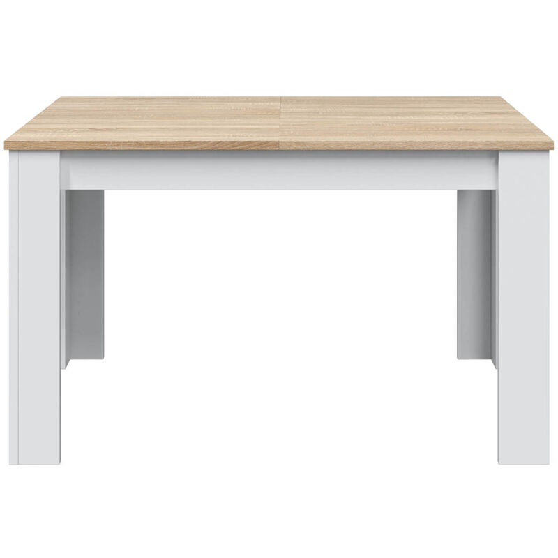 Table a manger Extensible en chêne canadian et blanc Artik - Hauteur 78 x Longueur 140-190 x Largeur 90 cm