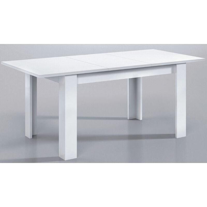 Table à manger extensible en mélamine coloris blanc brillant - Dim : L140 x P90 x H78 cm -PEGANE-