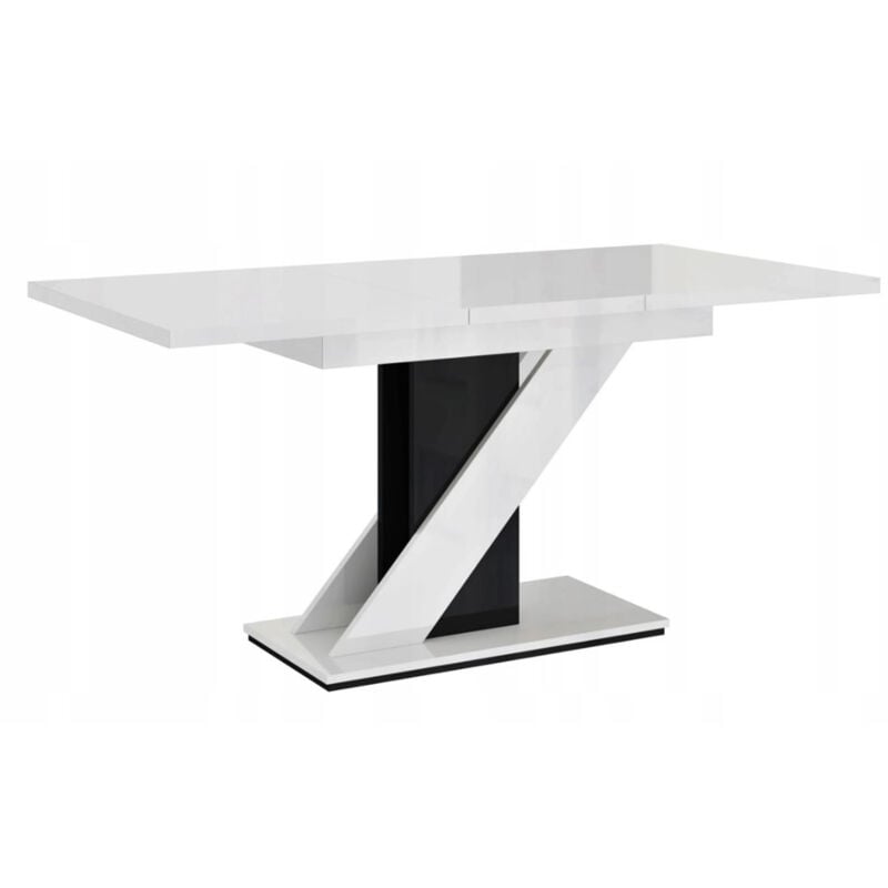 Dusine - table a manger extensible evan - blanc laque et noir 120 - 160 cm