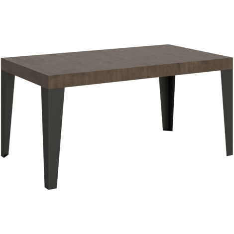 Table à manger extensible Flavio 4 pieds 130 à 234 cm 2 rallonges épaisses-Marron-4 pieds-2 rallonges épaisses-130 à 234 cm