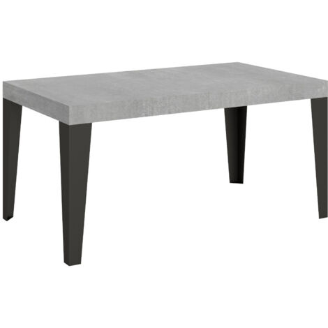 Table à manger extensible Flavio 4 pieds 160 à 420 cm 5 rallonges fines-Gris ciment-4 pieds-5 rallonges fines-160 à 420 cm