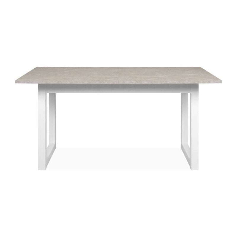 Sans Marque - Table a manger extensible Houston - 160-200 x 75 x 90 cm - Plateau effet travertin - 1 extension inclue - 10 personnes