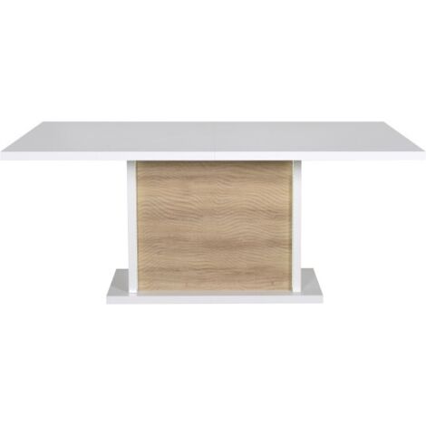 Table à manger extensible Kaia 180/225x100 - blanc brillant/chêne