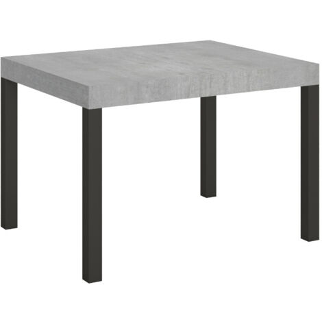 Table à manger extensible Karry 120 à 204 cm Sur roulettes-Gris ciment-Sur roulettes-120 à 204 cm