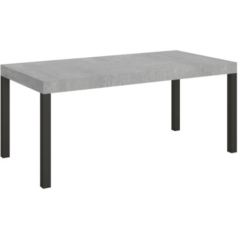 Table à manger extensible Karry Sur roulettes 180 à 284 cm-Gris ciment-Sur roulettes-180 à 284 cm