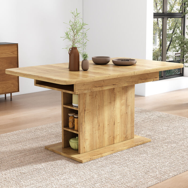 Tonchean - Table à manger extensible, L110/130L70H75, table à manger avec rangement, table à manger rectangulaire, table basse de loisirs, table à