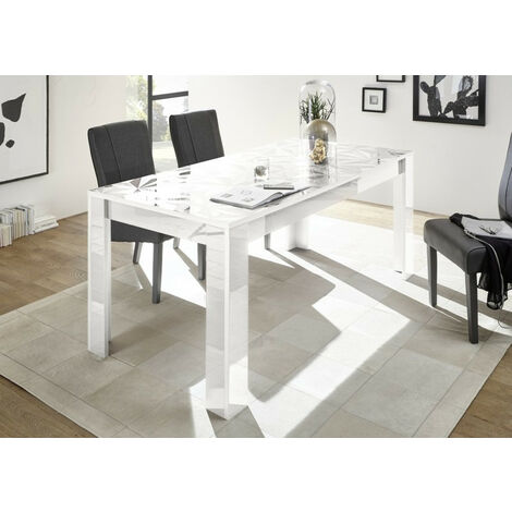 Table à manger extensible LUTHER en blanc 137-185x79x90 cm - Blanc