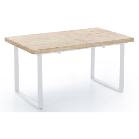 Table à manger extensible naturelle Chêne nordique / Blanc