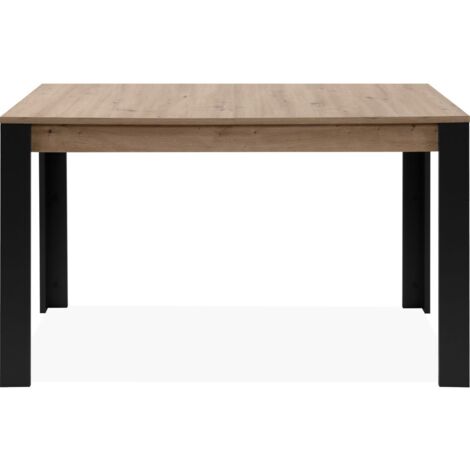 Table à manger extensible noir et effet chêne 4 à 6 personnes 100/150 cm - Ted
