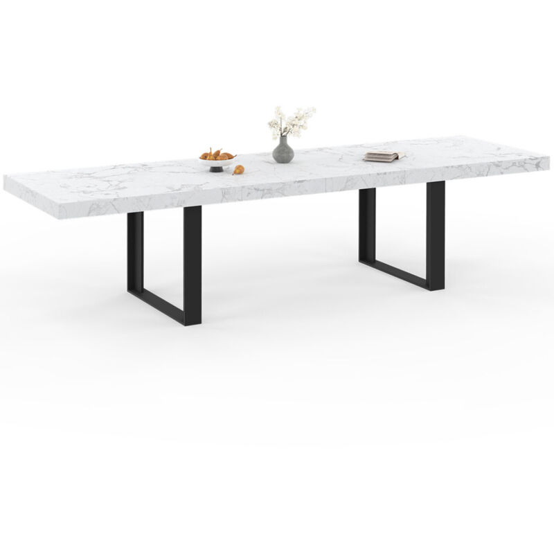 Idmarket - Table à manger extensible phoenix rectangle 6-12 personnes plateau effet marbre blanc alaska 200-300 cm Idmarket - Table à manger extensible phoenix rectangle 6-12 personnes plateau effet marbre blanc alaska 200-300 cm