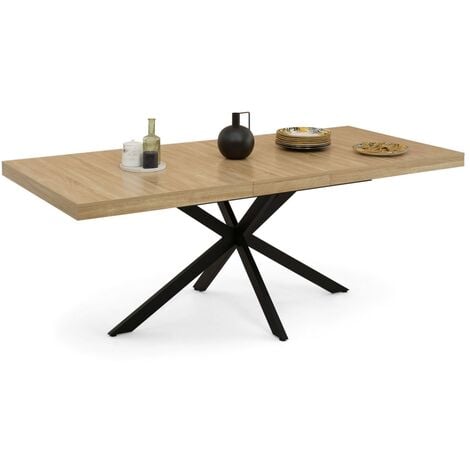 IDMARKET Table à manger extensible rectangle ALIX avec rangement 6-10 personnes bois et noir 160-200 cm