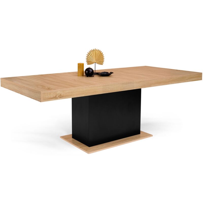 Table à manger extensible bois et noir : 8-12 personnes