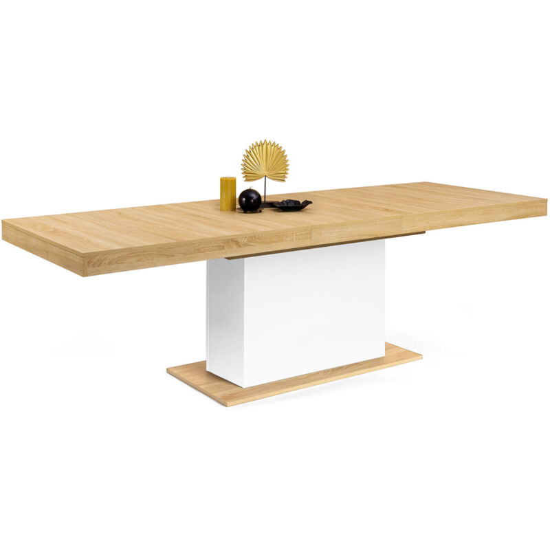 Idmarket - Table à manger extensible rectangle eden 8-12 personnes bois et blanc 200-250 cm Idmarket - Table à manger extensible rectangle eden 8-12 personnes bois et blanc 200-250 cm