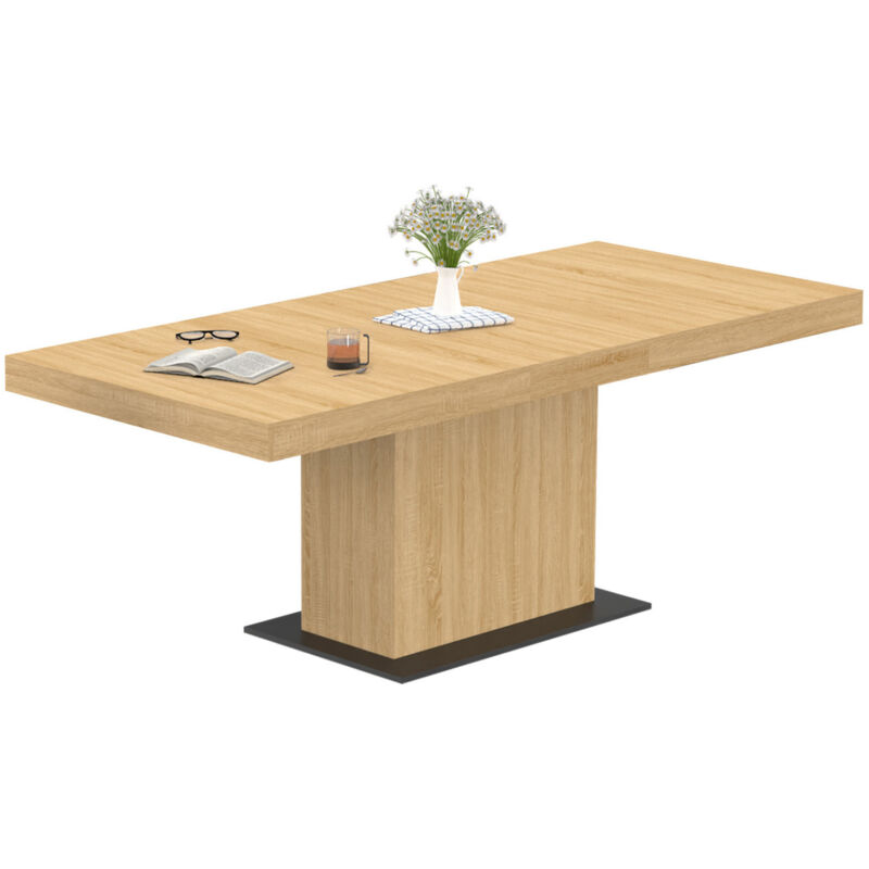 Idmarket - Table à manger extensible rectangle eden 6-10 personnes bois et socle noir 160-200 cm