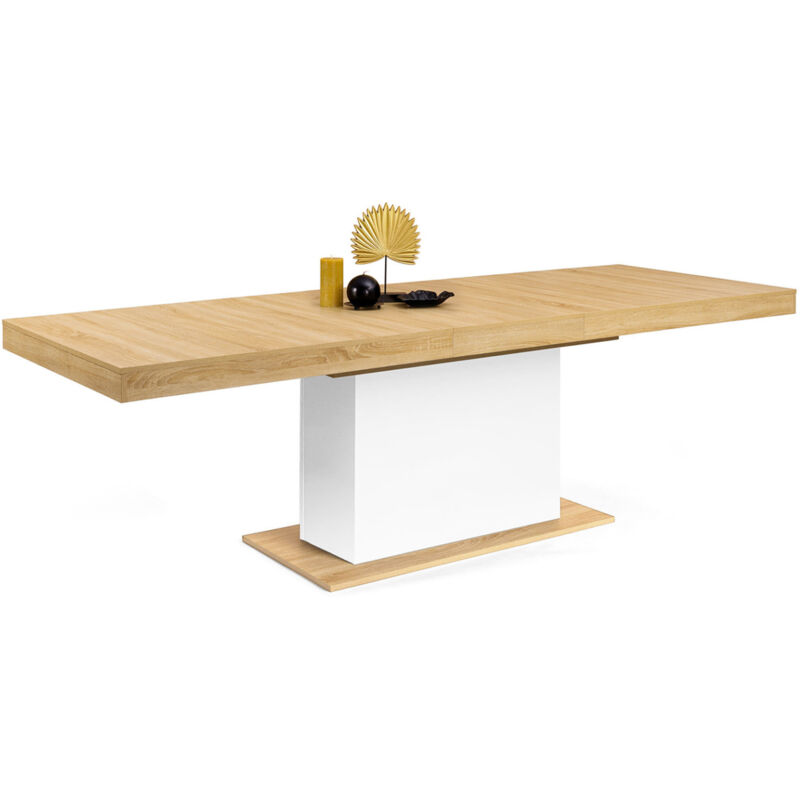 Idmarket - Table à manger extensible rectangle eden 8-12 personnes bois et blanc 200-250 cm