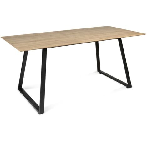 Table à manger extensible rectangle HAVANA 6-8 personnes design industriel 150-180 cm