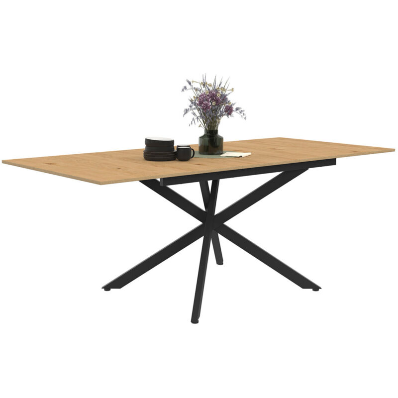 Idmarket - Table à manger extensible rectangle ines 6-10 personnes bois et noir 160-200 cm