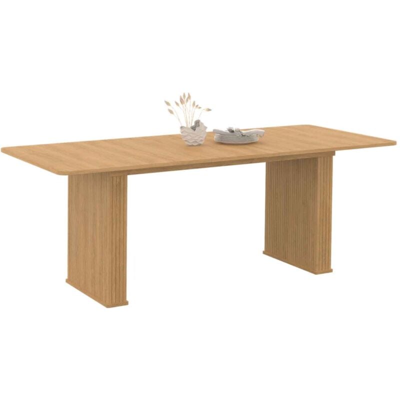 Idmarket - Table à manger extensible rectangle juliette 6-10 personnes pieds lattes tasseau bois coloris chêne 160-200cm