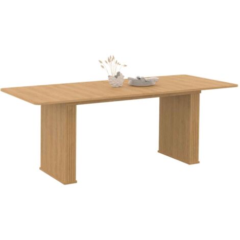 Table à manger extensible rectangle JULIETTE 6-10 personnes pieds effet lattes 160-200cm