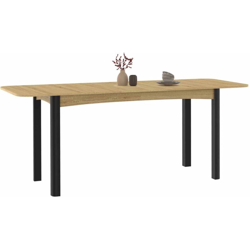 Table à manger extensible rectangle JUNE 6-10 personnes bois et noir 160-200 cm