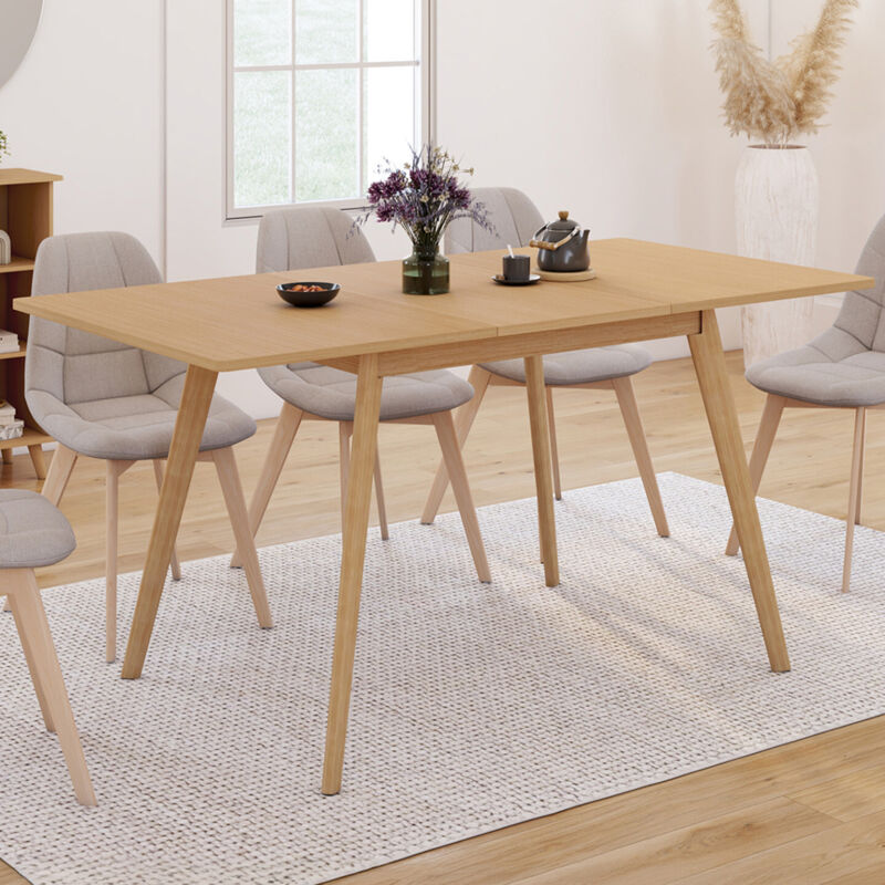 Table à manger extensible rectangle noor 4-8 personnes effet bois 120-160 cm