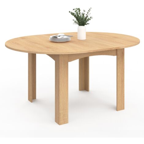 Table à manger extensible ronde DONA 4-8 personnes façon hêtre 110-150 cm