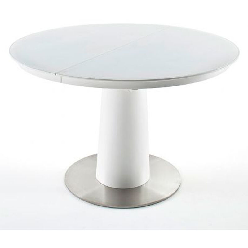 Table à manger extensible ronde laqué blanc mat - 120/160 x 76 x 120 cm -PEGANE-