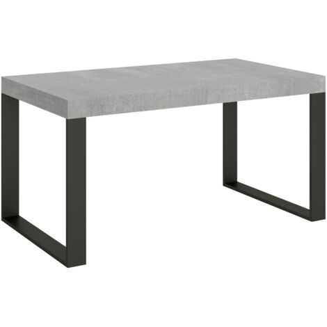 Table à manger extensible Tiroz 160 à 420 cm 5 rallonges fines 4 pieds-Gris ciment-4 pieds-5 rallonges fines-160 à 420 cm
