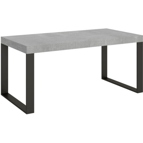 Table à manger extensible Tiroz 180 à 284 cm 4 pieds 2 rallonges fines-Gris ciment-4 pieds-2 rallonges fines-180 à 284 cm