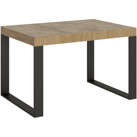 Table à manger extensible Tiroz 4 pieds 5 rallonges épaisses 130 à 390 cm-Naturel-4 pieds-5 rallonges épaisses-130 à 390 cm
