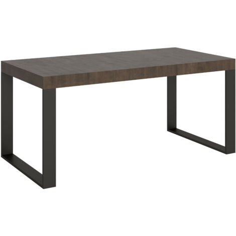 Table à manger extensible Tiroz 4 pieds 5 rallonges épaisses 160 à 420 cm-Marron-4 pieds-5 rallonges épaisses-160 à 420 cm