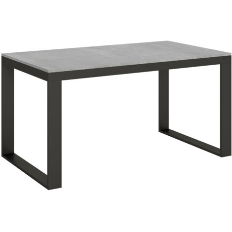 Table à manger extensible Tiroz evolution 4 pieds 160 à 264 cm-Gris ciment-4 pieds-160 à 264 cm
