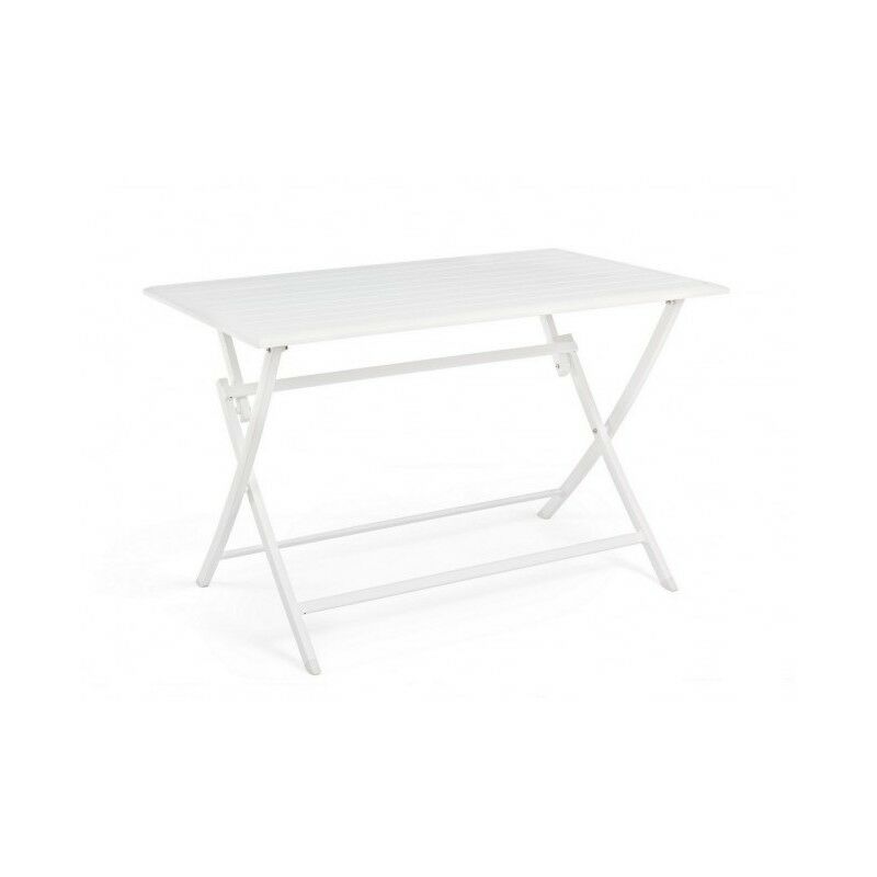 Bizzotto - Table d'extérieur en aluminium blanc elin 110x70x h71 cm