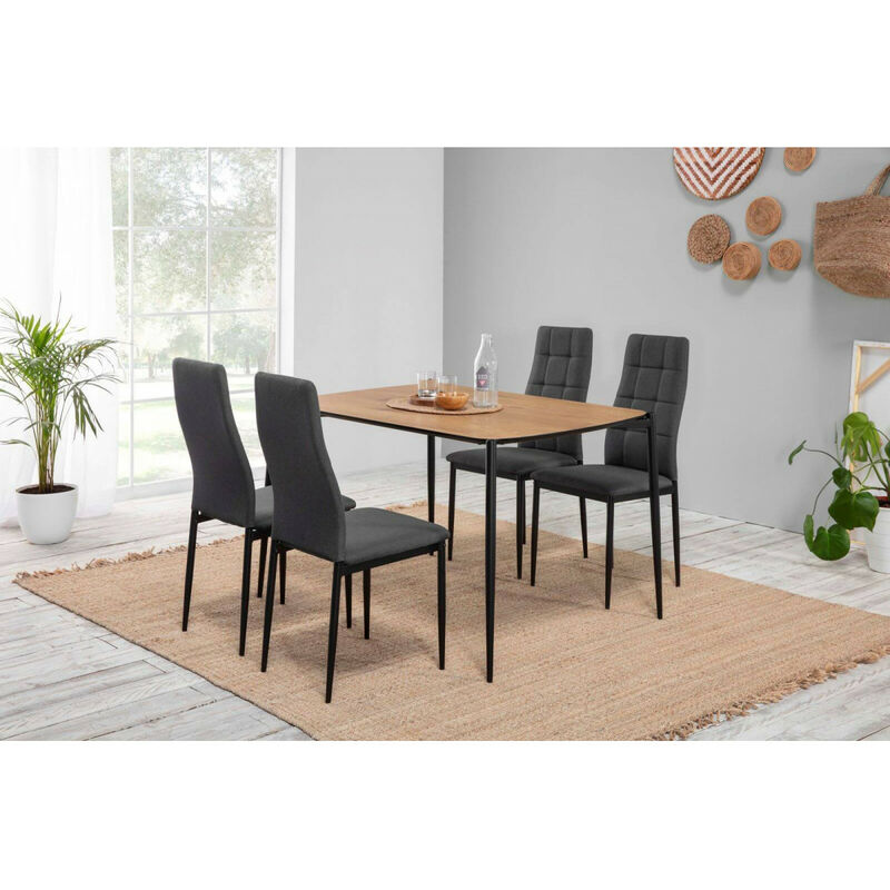 Table 120 cm NORI Couleur Bois clair et Pieds métal - Marron