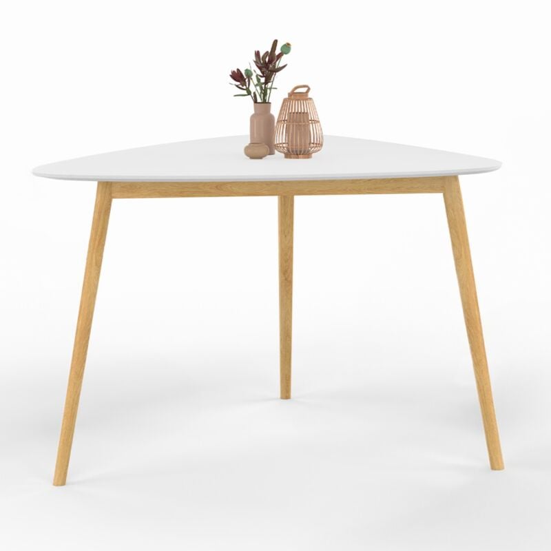 Idmarket - Table à manger gaia 4 personnes plateau blanc pieds bois 110 cm