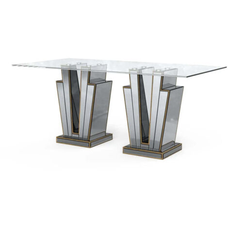 Homy France – Table de salle à manger en verre trempé 180x90cm – Structure miroir – 6 à 8 couverts – Design moderne et élégant