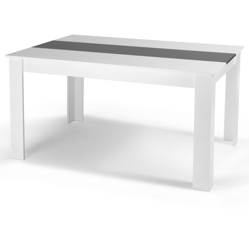 Idmarket - Table à manger rectangle georgia 6 personnes blanche et grise 140 x 90 cm
