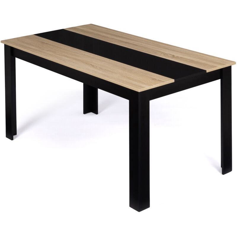 Idmarket - Table à manger rectangle georgia 8 personnes noire et imitation hêtre 160 x 90 cm