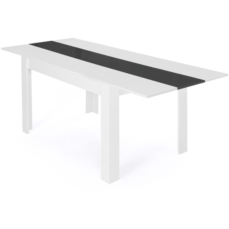 Table à manger extensible rectangle GEORGIA 6-10 personnes blanche et grise 140-220 x 90 cm