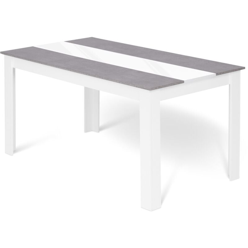 Table à manger rectangle GEORGIA 8 personnes blanche et effet béton 160 x 90 cm