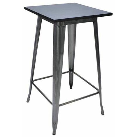 Table à manger haute avec plateau en bois et pieds en métal - 6060103cm - noir - Noir